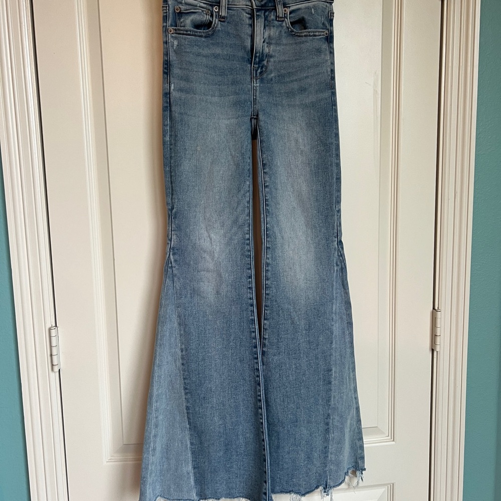American Eagle Outfitters Blue Flare Wide Leg Jeans